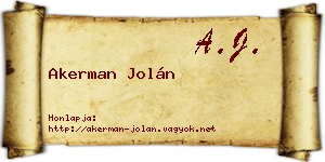 Akerman Jolán névjegykártya