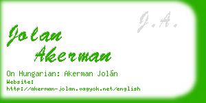 jolan akerman business card